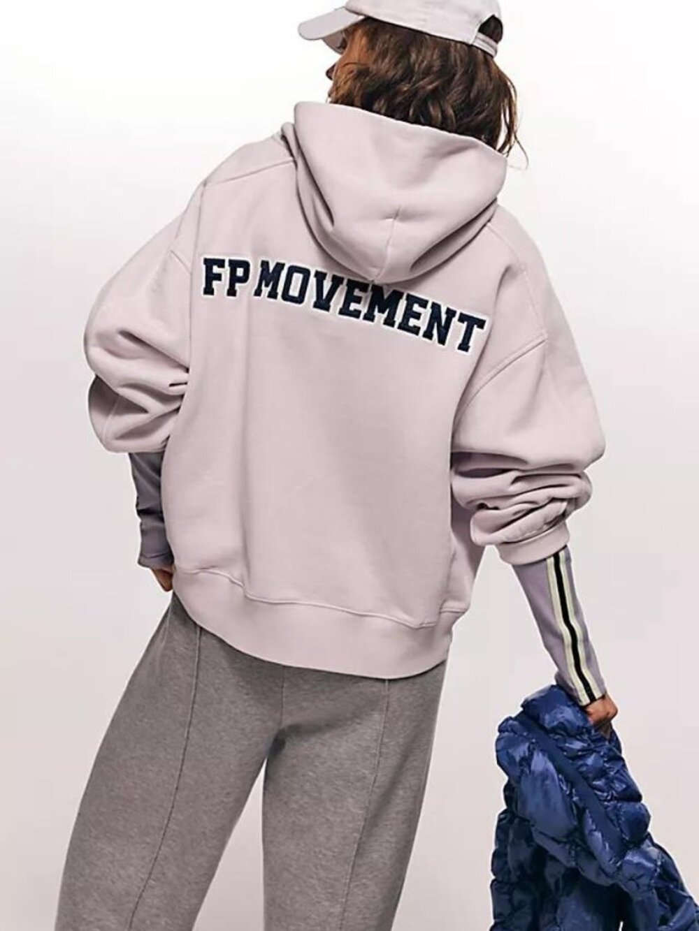 Free People FP Movement A Cut Above Logo Hoodie - Frosted Lavender - Size Small